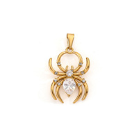 Pendentif en acier inoxydable en gros, breloque tête de loup, araignée, œil d'Horus, plaqué or, accessoire de bijoux DIY. Collier