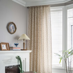 Bubaba gros Beige coton lin demi porte rideau gland imprimé fini <span class=keywords><strong>baie</strong></span> <span class=keywords><strong>vitrée</strong></span> décoration cantonnières - Product Image 2