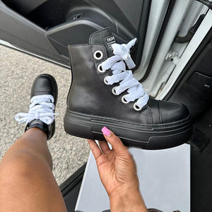 IDOIT גבוה נעלי נשים עיצוב יוקרה בנות מגפי קרסול סוליה עבה מגפי עור PU לאישה נעלי פלטפורמה - Product Image 1