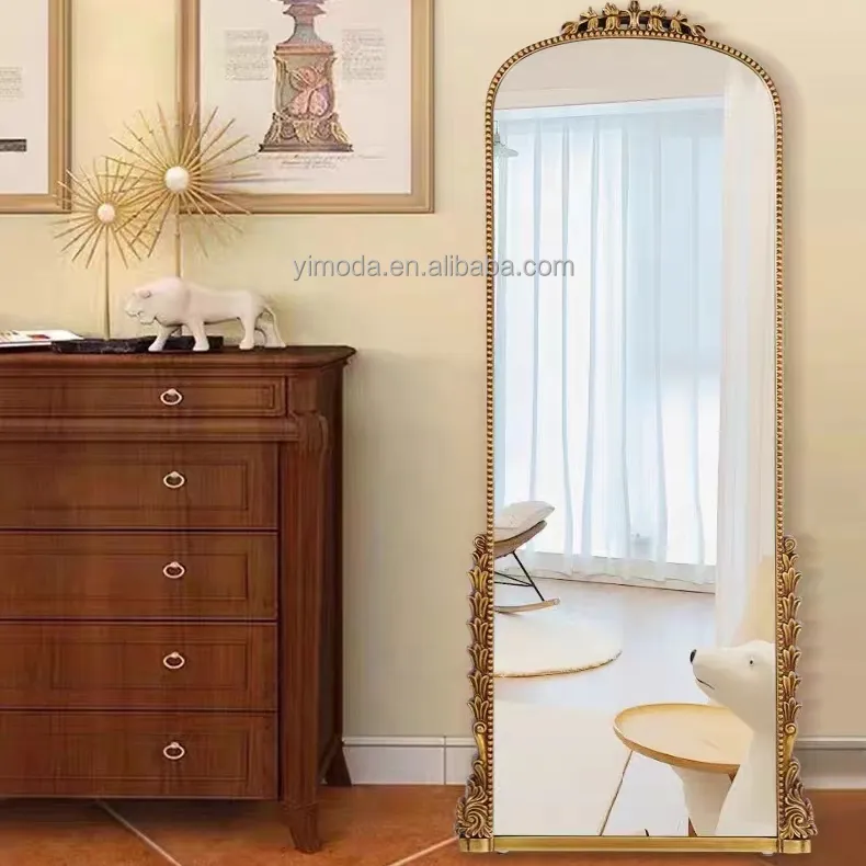 Specchio decorativo a specchio dorato da appendere alla parete antico in stile francese classico di lusso europeo