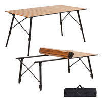 Table de camping pliable en aluminium, table de voyage réglable portable pour pique-nique en intérieur et en extérieur