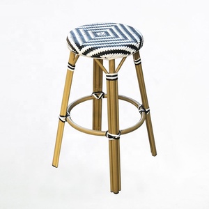 Chaise haute d'extérieur en aluminium et rotin, style antique danois, pour terrasse, jardin ou bar, modèle <span class=keywords><strong>Paris</strong></span> Rooftop - Product Image 4