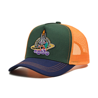 Casquette de camionneur en coton à motif oblique, trois couleurs, style sportif Oxford, avec logo brodé personnalisé en forme de fusée, vente en gros