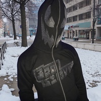 Sweat à capuche personnalisé en coton éponge français à fermeture éclair complète 100% Fabricant vérifié Street Wear Démon Visage Imprimé Strass Détail