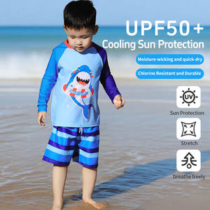 스윔보보 퀵 드라이 남아 수영복 2 피스 프린트 스판덱스/폴리에스터 비치 & 스포츠웨어 아동용 수영복 - Product Image 1