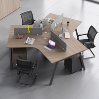 Bureau de siège de carte moderne pour 6 personnes avec combinaison de chaises de bureau de luxe Mobilier modulaire simple en bambou pour poste de travail du personnel à domicile
