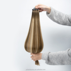 Wholesale Butterfly Weft Hair Extensions <b>Light</b> Color Virgin Double Drawn Human Hair Extensions with Double Weft Genius Hole Weft - Product Image 4