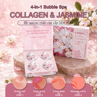 Kit de Pédicure Spa 4 Étapes à la Bulle, Masque Crème Hydratant au Collagène et au Jasmin, Ensemble de Soins des Pieds en Stock Prêt pour Salons de Manucure Professionnels
