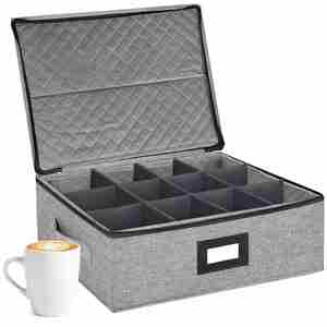Moderno Portavasos Apilable para 24 Tazas con Tapa Divisoria y Asas (Gris Oscuro) - Product Image 5
