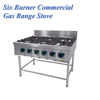 Cuisinière à gaz multifonctionnelle commerciale à 6 brûleurs haute puissance 45 kW en acier inoxydable avec fonctions de grillade et de sautage