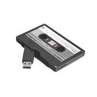 Memoria USB de 64 GB Estilo Vintage con Diseño de Casete, Interfaz USB 2.0, Alta Velocidad, Garantía de 3 Años, Chip Flash Clase A, Plástico