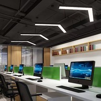 Plafonnier LED carré en V long, coque métallique noire, forme flèche, intensité variable, haute luminosité, idéal pour le bureau - Vente chaude