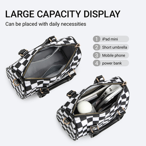 Borsa Hobo a Spalla a Quadretti Premium con Manico Superiore, Borsa a Tracolla da Donna, Borsa Boston a Cuscino con Tracolla Regolabile - Fornitura Diretta dalla Fabbrica - Product Image 4