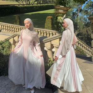 Sharut om/odm दुबाई एड इस्लामिक प्लेटेड डिज़ाइन मुस्लिम महिलाओं को मामूली गुलाबी सफेद रंग ब्लॉक सुरुचिपूर्ण रंग ब्लॉक सुरुचिपूर्ण हिजाब - Product Image 3