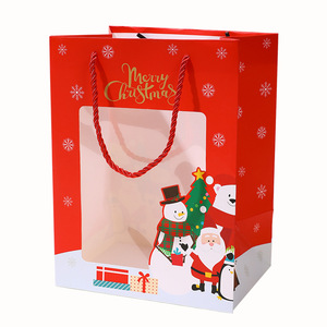 ถุงบรรจุถุงกระดาษคริสมาสต์สีเขียวแดงใสใสสำหรับงานปาร์ตี้คริสต์มาส - Product Image 1