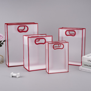 Manufacturer Customized Transparent PP Frosted Plastic Clothing Bag Waterproof PVC Handle Promotional Shopping Gift Bag