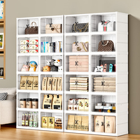 Gabinete Grande Plegable de Plástico Transparente de Una Pieza para Almacenamiento de Zapatos con Doble Fila y Diseño Funcional de Múltiples Niveles Organizador para Sala de Estar
