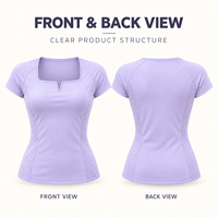 Haut de tennis personnalisé pour femme à manches courtes, col en V, maille perforée unie, séchage rapide, coupe ajustée, pour l'entraînement sur le terrain
