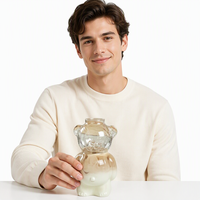Tasse en verre borosilicate soufflé à la main, verre à boire réutilisable en forme d'ours en peluche, mug en verre pour la décoration de fête et de la maison