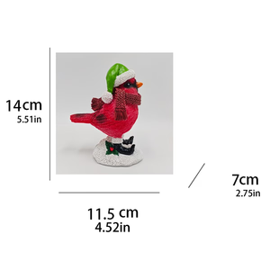 Venta al por Mayor de Estatuas de Cardenales Navideños Personalizadas, Pájaro Rojo de Resina con Bufanda y Pico Verdes, Decoraciones Navideñas para el Hogar y la Oficina - Product Image 4