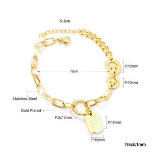 Ason Fashion Stainless Steel 18k <b>Gold</b> Plated Jewelry Double Chain <b>Bracelet</b> for Women - Product Image 2