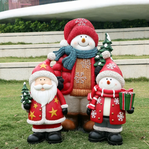 Set <span class=keywords><strong>di</strong></span> Sculture in Fibra <span class=keywords><strong>di</strong></span> Vetro <span class=keywords><strong>di</strong></span> Babbo Natale e Pupazzo <span class=keywords><strong>di</strong></span> Neve, Statue Natalizie per Giardino Esterno, Festa e Foto - Product Image 3
