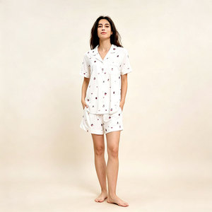 Ensembles de pyjamas pour femmes en bambou tricoté sur mesure, taille élastique, doux, lavables en machine, vêtements de nuit décontractés pour la maison - Product Image 3