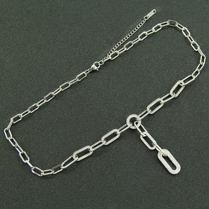 Collier long en forme de Y géométrique au design unique, plaqué argent, style hip-hop, simple, rétro, pour femmes, bijoux tendance - Product Image 2