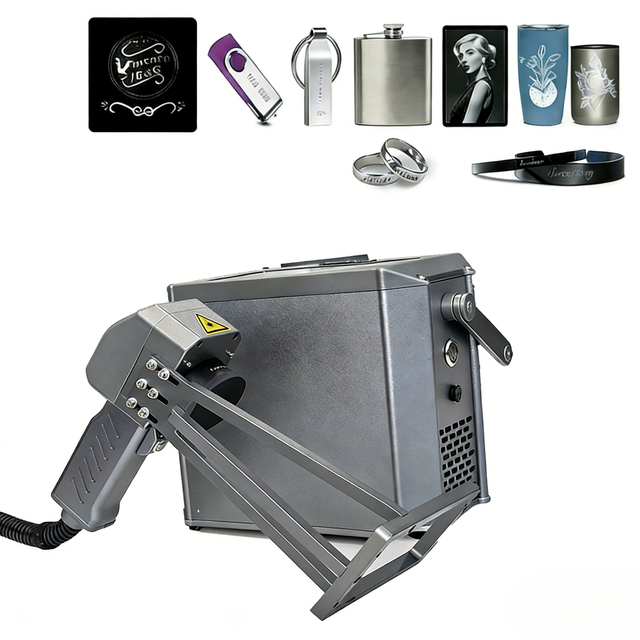 Portable Handheld Fiber Laser Marking Machine with Sino Galvo Head 20W/30W Power Supports DXF/BMP/AI Formats
