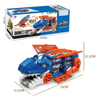 Samtoy Dino Robot 2 en 1, Juguete Transformable de Coche y Camión de Ingeniería, Juguetes de Construcción, Transportador de Dinosaurios con 6 Coches de Aleación