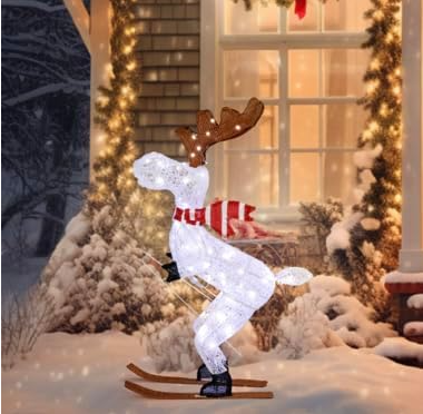 Fangkai Outdoor Christmas Reindeer and Sleigh LED Lights Set - IP44 Waterproof Holiday Decoration