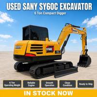 Vente Flash : Excavatrice sur chenilles Sany60 d'occasion, mini-pelle de 6 tonnes, système hydraulique complet, bon état, livraison rapide, expédition mondiale