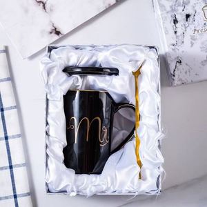 Male Female Students Ceramic Couple Milk Drinking Coffee <b>Teacup</b> with Lid Spoon for Valentine's Day & Graduation Personalized - Product Image 1