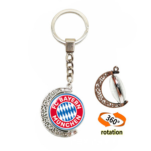 Al por mayor Llavero de aleación con cabujón de cristal de doble cara de la Liga de Campeones del Club de Fútbol Europeo, diseño de luna, colgante para bolso - Product Image 5