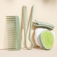 Peigne à cheveux plat en paille de blé Wanmei pour femmes, peigne à dents larges, pince à cheveux, ensemble de peignes en forme d'œuf, brosse de massage du cuir chevelu avec sac