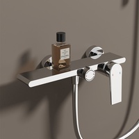 Ensemble de douche thermostatique simple et réglable en cuivre chromé avec pulvérisation sans tête, effet pluie, pour hôtel et usage domestique, avec robinet de baignoire intégré