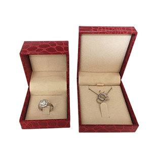 Phổ biến thiết kế màu đỏ mô hình đá giấy nhung lót hộp đồ trang sức cho Vòng Cổ Vòng Vòng đeo tay đóng gói - Product Image 3