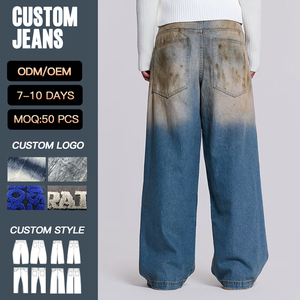 <span class=keywords><strong>Jean</strong></span> baggy YUCE de haute qualité pour homme, style Y2K, coupe droite, jambe large, <span class=keywords><strong>délavé</strong></span>, surdimensionné, grande taille, effet usé, pantalon en denim hip-hop - Product Image 2
