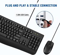 Vente chaude bureau d'affaires filaire clavier souris se Combo russe/français/coréen/espagnol/portugais filaire clavier et souris SetH