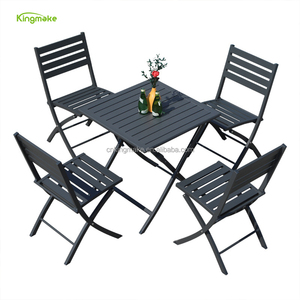 Wholesale Restaurant <strong>4</strong> <strong>Seater</strong> Table <strong>Set</strong> Aluminum <strong>Bistro</strong> Folding Table and Chair Outdoor Furniture Table <strong>Set</strong> for Cafe - Product Image 2