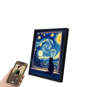 Van Gogh Cat Series Modern Art Cute Creative Metal Bluetooth Speaker Lighting Gift Birthday <b>Present</b> for Girls Best Friends Sense - Product Image 1