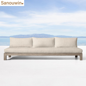 Juego de sofá sin brazos de madera de teca maciza de nuevo estilo para jardín al aire libre para <span class=keywords><strong>todo</strong></span> tipo de clima protector solar impermeable al aire libre para villas y hoteles - Product Image 4