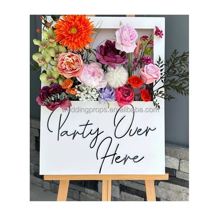 Signo personalizado de boda Pvc acrílico Diy caja de flores cartel de bienvenida de boda para decoración de eventos