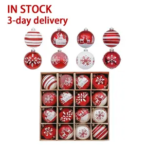 EAGLEGIFTS Fabrik Liefern Hand Malerei Kunststoff Ball Beste Verkauf Beliebte Stil Malen Weiß Und Rot Weihnachten Decor Ornamente