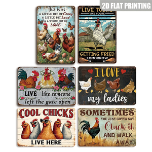Letrero de metal vintage con la frase «I Love My Ladies With Baby Chicks» - Product Image 1