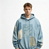 Sweat-shirt à capuche vintage délavé au soleil, imprimé Kornit personnalisé, 100 % coton, épais, respirant, écologique, motif botanique, impression DTG