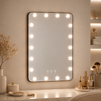 Miroir de maquillage LED Holly Wood pour salle de bain, à intensité variable, 3 couleurs, commande tactile, fonction mémoire, Bluetooth, à poser ou à fixer au mur