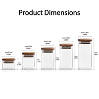 Contenants de stockage alimentaire de luxe avec étiquette personnalisée, 4 oz, en verre borosilicate, avec couvercles en bois d'acacia