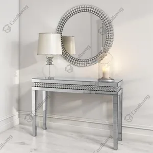 Fashion luxury crushed diamond mirrored furniture glass console table