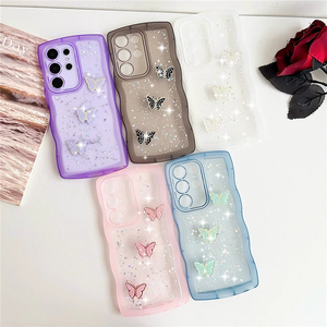 Clair Vague Cadre Dessin Animé Papillon Paillettes étui pour samsung S24 S23 Ultra Note20 S22 <span class=keywords><strong>S21</strong></span> Plus S20 FE A54 A34 A55 A35 A25 A15 - Product Image 1